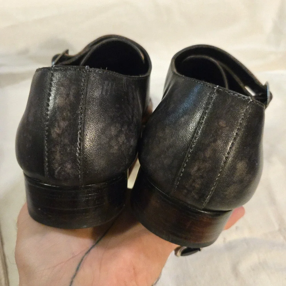 Dress Shoes Lethato Double Monk Strap Size 12 Mens Brown Black Burnished Leather